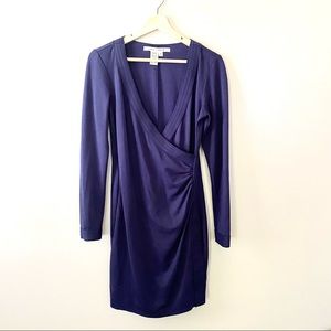 Max Studio V Neck Navy Wrap Dress. Medium
